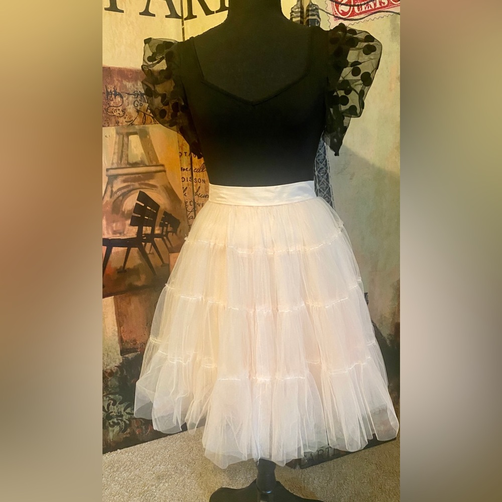 Peach Tulle Midi Skirt | Size Small | Layered Ballet Tutu Style